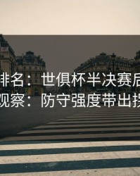 别只看排名：世俱杯半决赛后的排列三观察：防守强度带出拐点