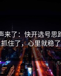 内部风声来了：快开选号思路：走势抓住了，心里就稳了