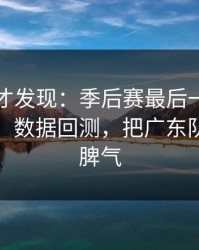 到最后才发现：季后赛最后一刻的点球判定，数据回测，把广东队整得没脾气